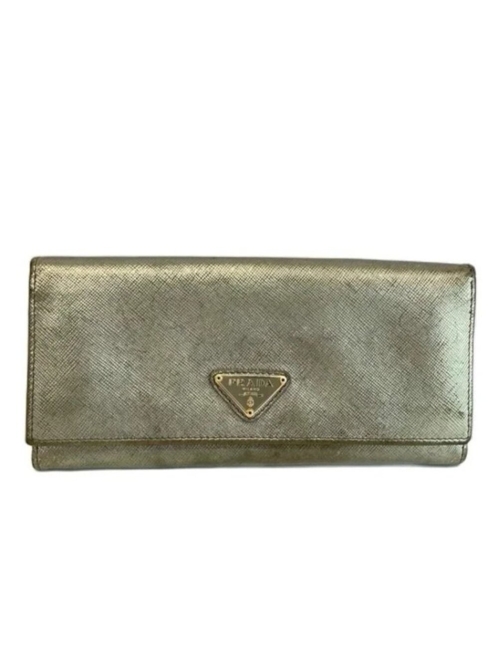 Prada Wallet Bifold Saffiano Leather Gray
